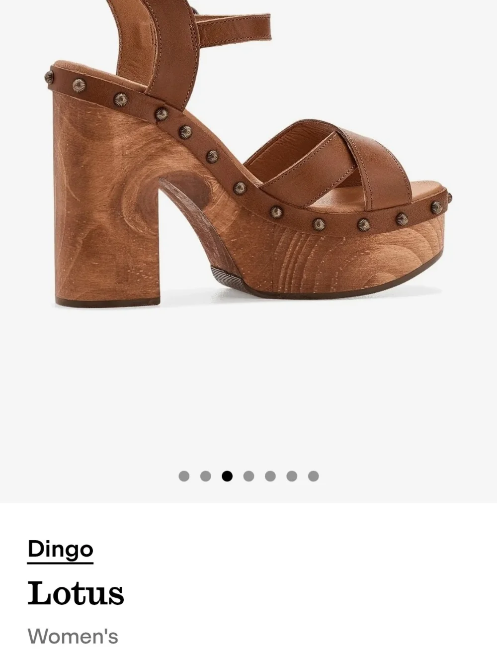 dingo Lotus Brown Leather Platform Sandal with Studded Trim